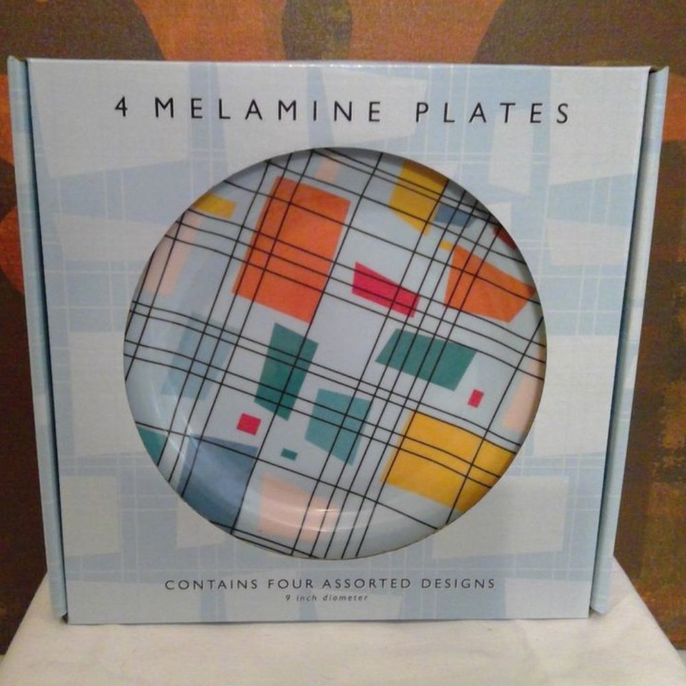 New Molly & Rex 9" Geometric Melamine Plate Set